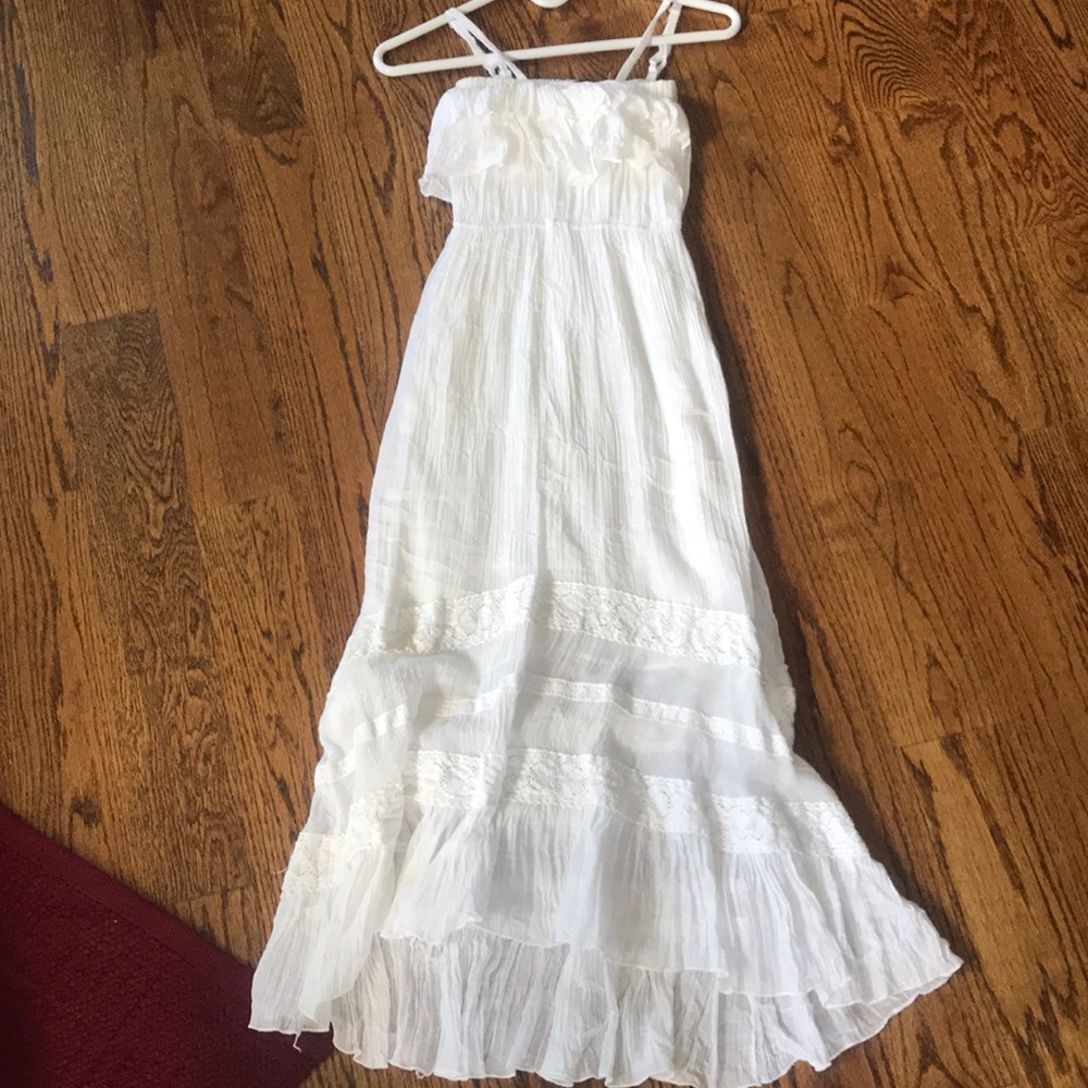 White High Low Midi Dress
